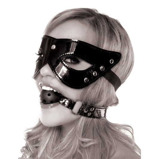 Pipedream Fetish Fantasy Series Limited Edition Masquerade Mask &amp; Ball Gag - Black Mask &amp; Mout Restraint - 2 Piece Set