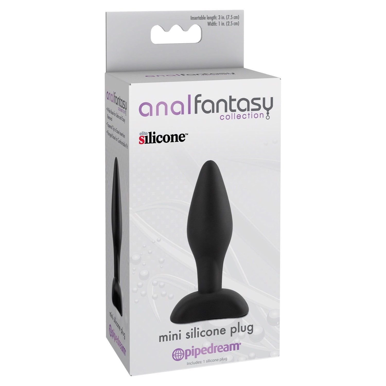 Anal Fantasy Collection Mini Silicone Plug - Black 7.5 cm (3&quot;) Butt Plug by Pipedream