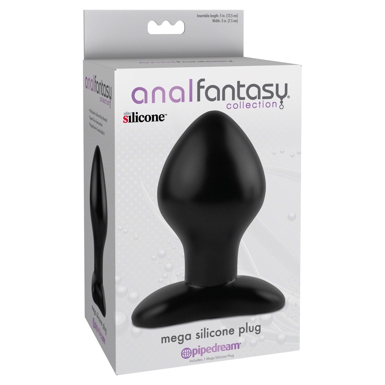 Anal Fantasy Collection Mega Silicone Plug - Black 12.5 cm (5&quot;) Butt Plug by Pipedream