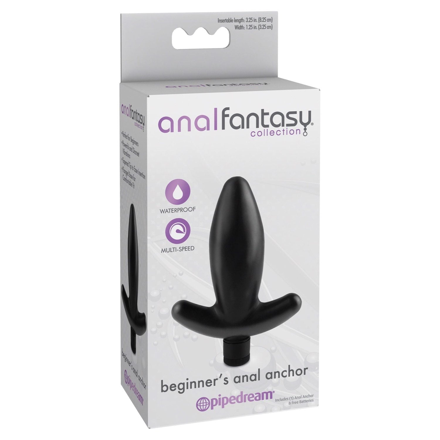 Anal Fantasy Collection Beginner&#39;s Anal Anchor - Black 8.25 cm (3.25&quot;) Vibrating Butt Plug by Pipedream