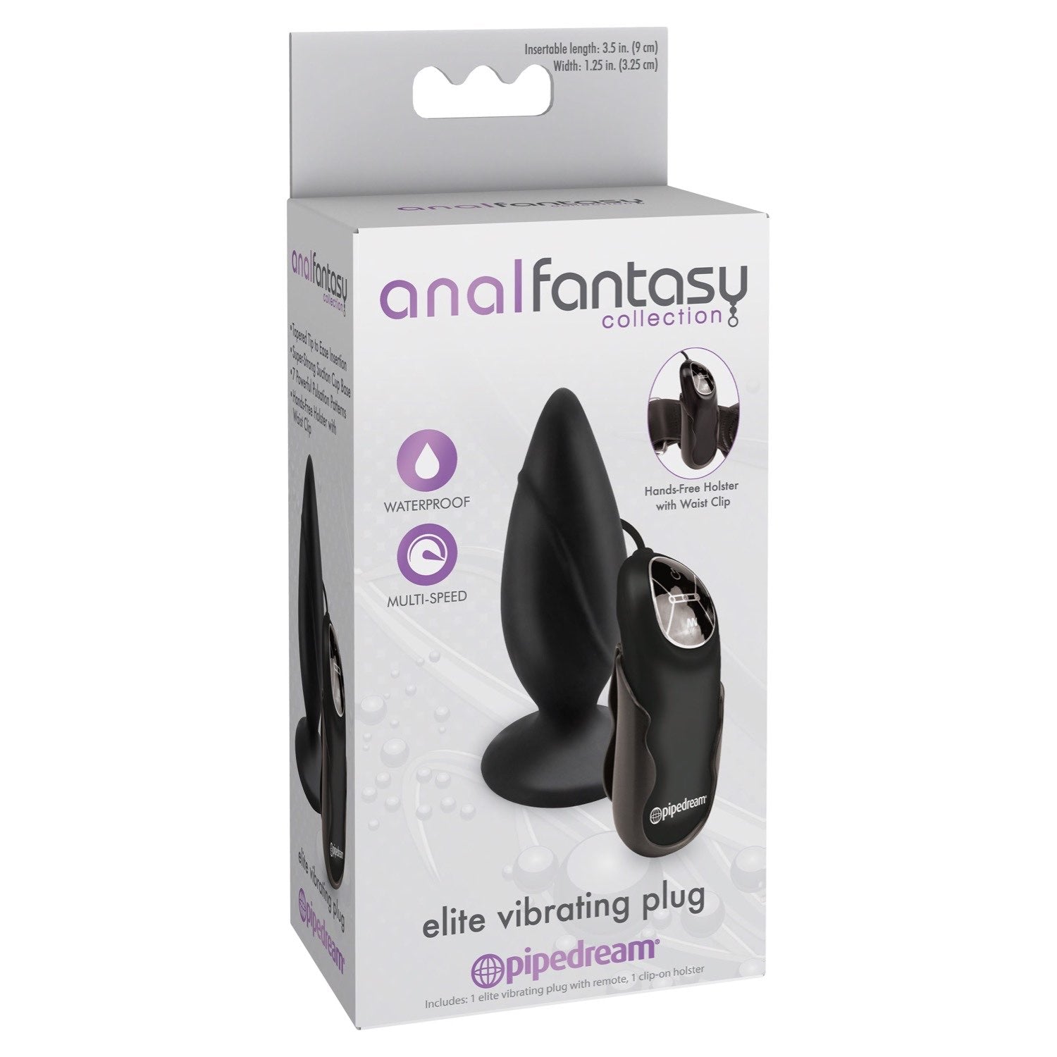 Anal Fantasy Collection Elite Vibrating Plug - Black 9.5 cm (3.5&quot;) Vibrating Butt Plug by Pipedream