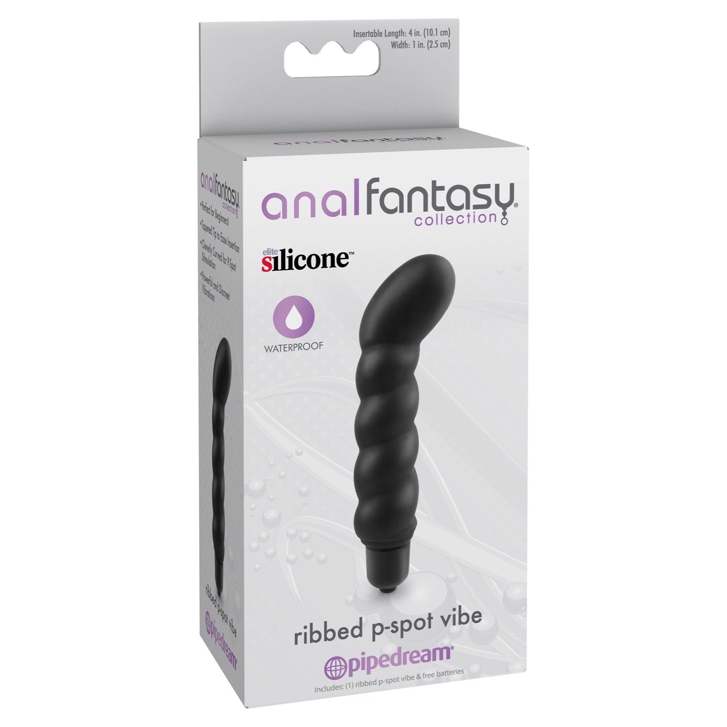 Anal Fantasy Collection Ribbed P-spot Vibe - Black 10 cm (4&quot;) Prostate Vibrator by Pipedream