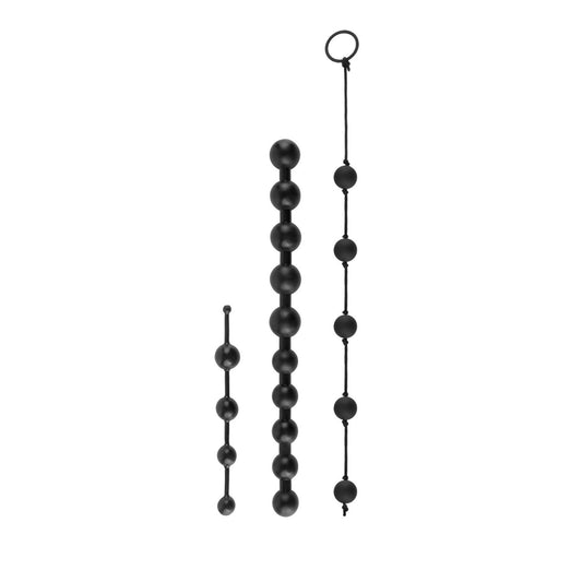 Pipedream Anal Fantasy Collection Beginner&#39;s Bead Kit - Black Anal Beads - Set of 3 Cords
