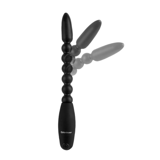 Pipedream 肛门幻想系列 Flexa-pleaser 动力珠 - 黑色 17.75 厘米（7 英寸）振动肛门珠
