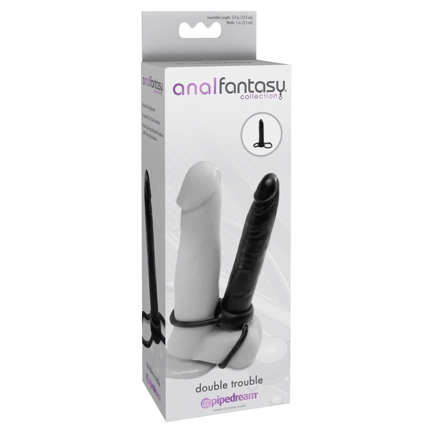 Anal Fantasy Collection Double Trouble - Black 13.1 cm (5.25&quot;) Anal Dong &amp; Cock Ring by Pipedream