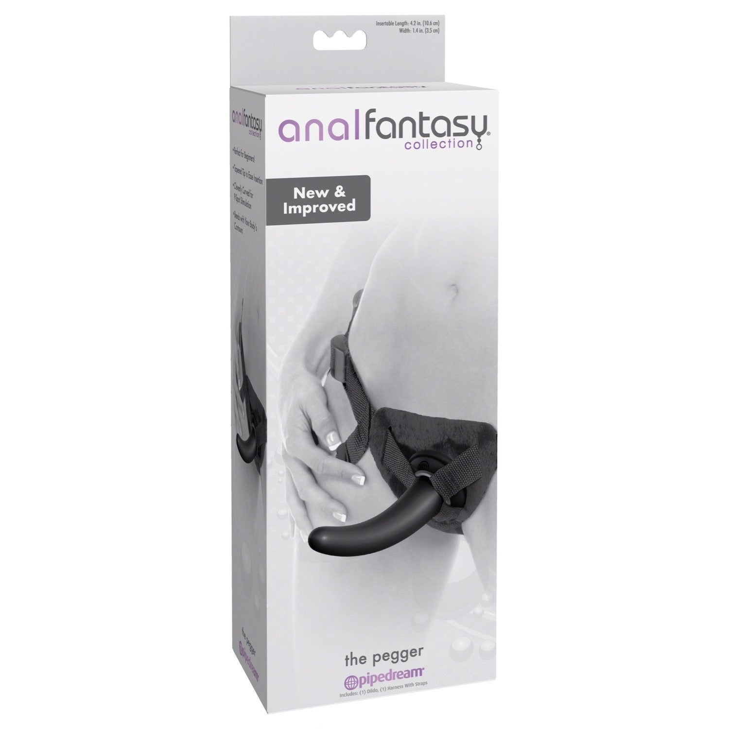 Anal Fantasy Collection The Pegger - Black 12 cm (4.75&quot;) Strap-On by Pipedream