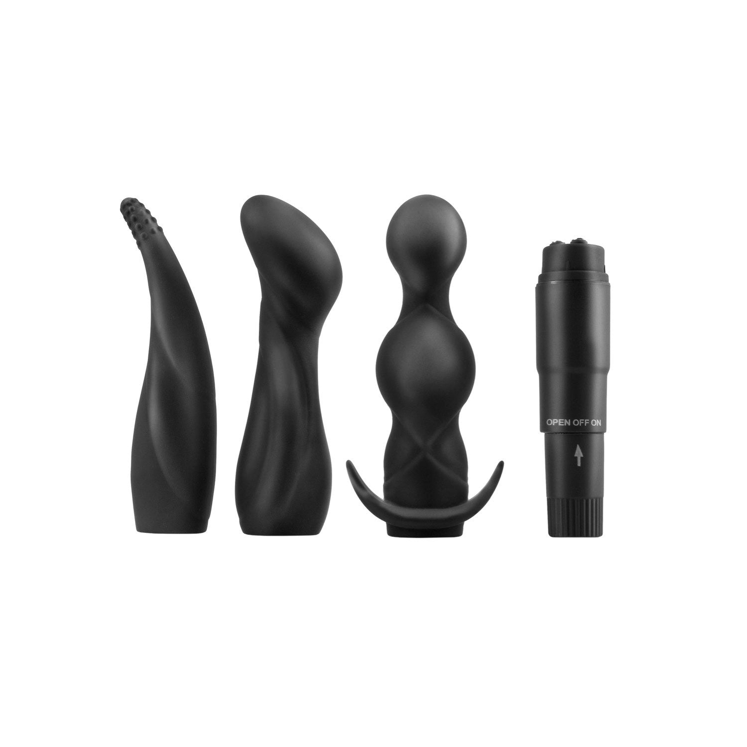 Anal Fantasy Collection Anal Adventure Kit - Black Vibrator with 3 Anal Sleeves by Pipedream