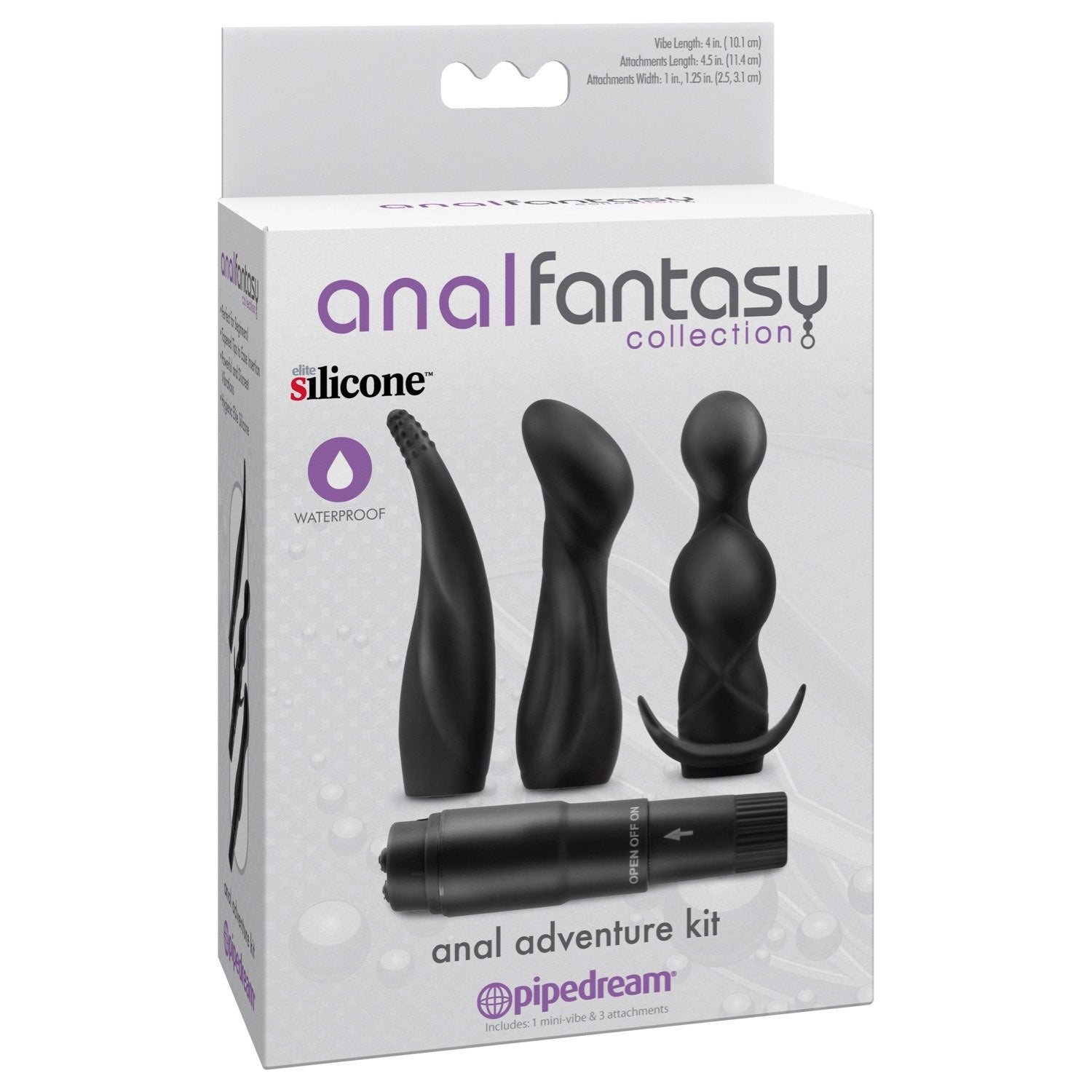 Anal Fantasy Collection Anal Adventure Kit - Black Vibrator with 3 Anal Sleeves by Pipedream