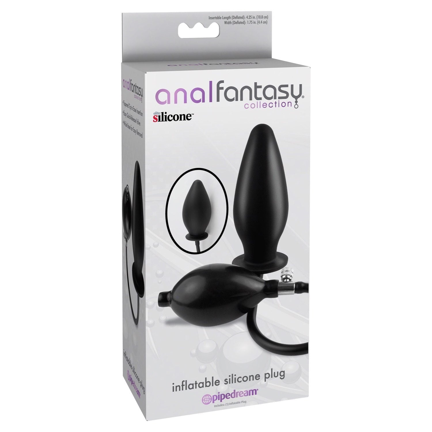 Anal Fantasy Collection Inflatable Silicone Plug - Black 10.8 cm (4.25&quot;) Inflatable Butt Plug by Pipedream