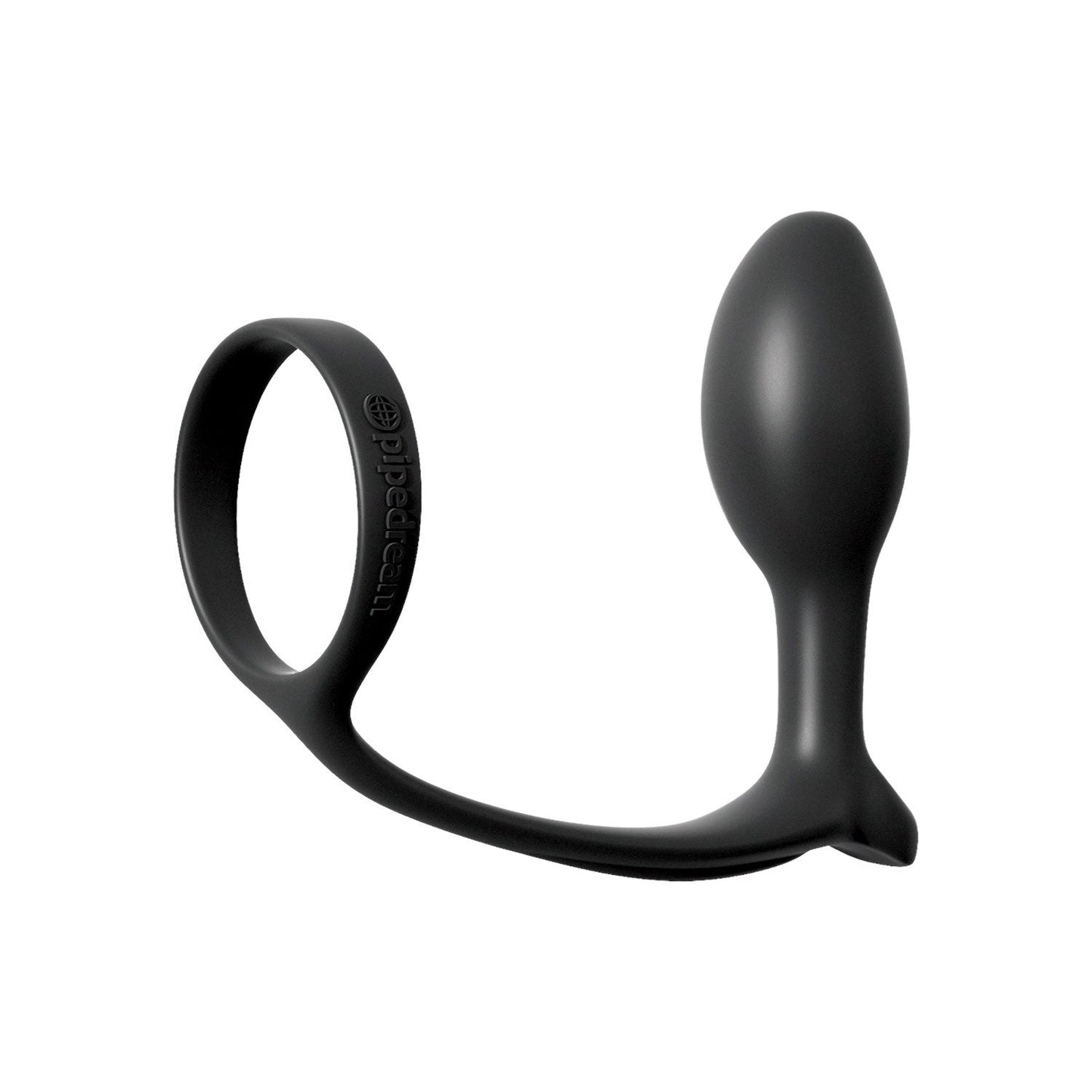 Ass-Gasm 阴茎环初学者插头 - 带肛门插头的黑色阴茎环