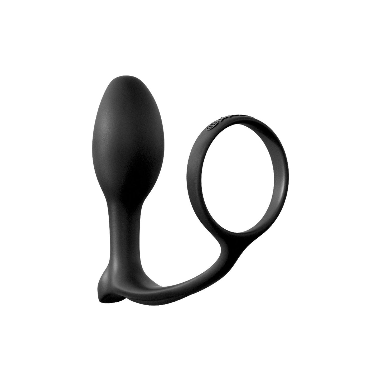 Ass-Gasm 阴茎环初学者插头 - 带肛门插头的黑色阴茎环