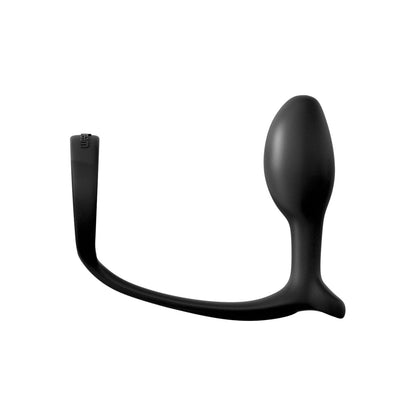 Ass-Gasm Cock Ring Beginners Plug - Black Cock Ring with Anal Plug