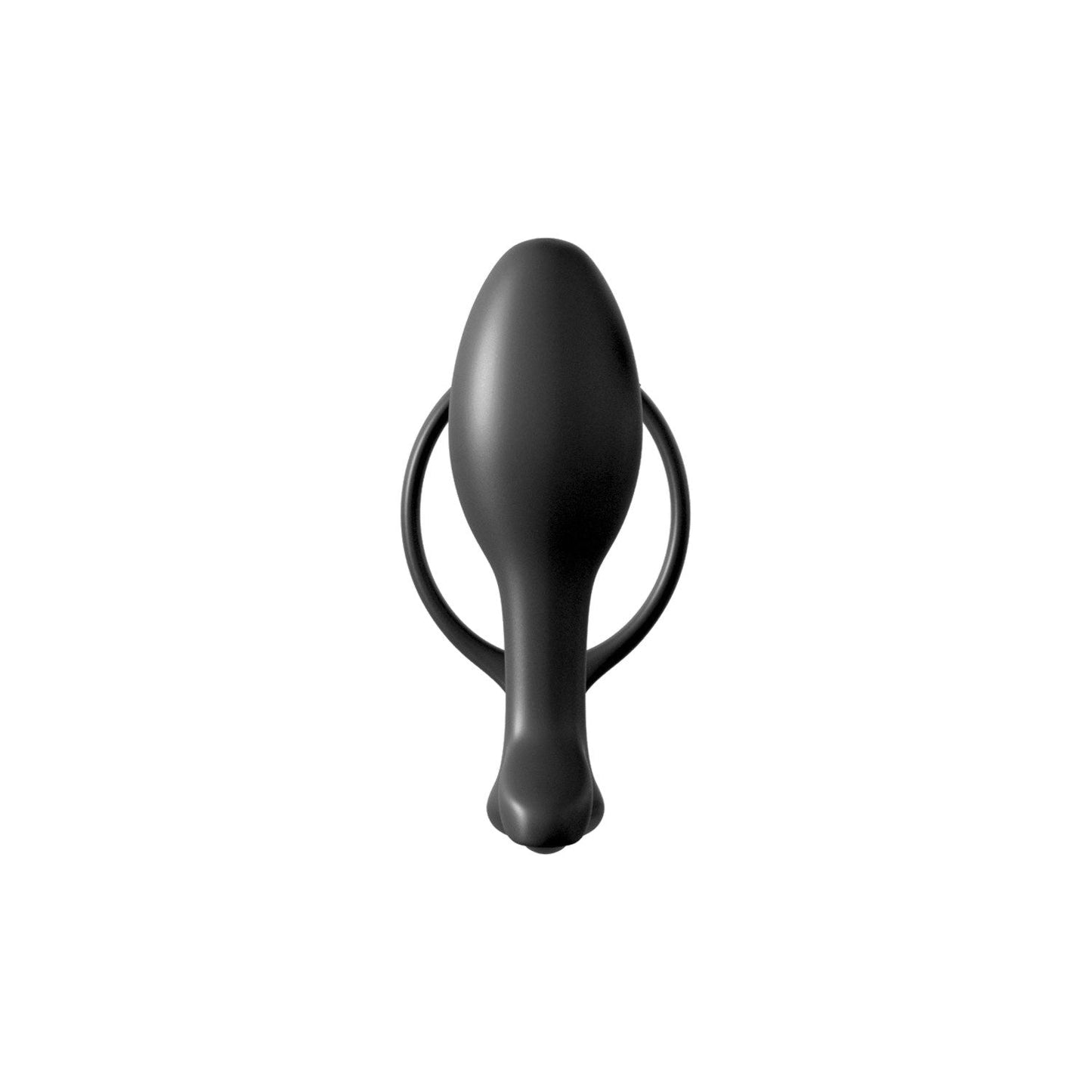 Ass-Gasm Cock Ring Beginners Plug - Black Cock Ring with Anal Plug
