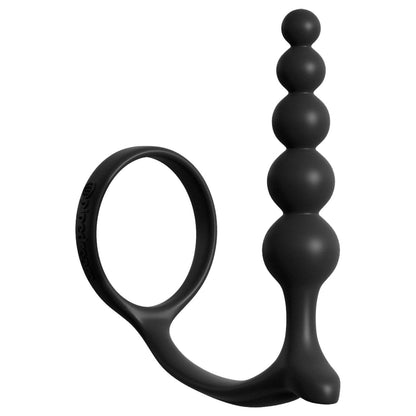 Ass-Gasm Cockring Anal Beads - Black Cock Ring with Anal Plug
