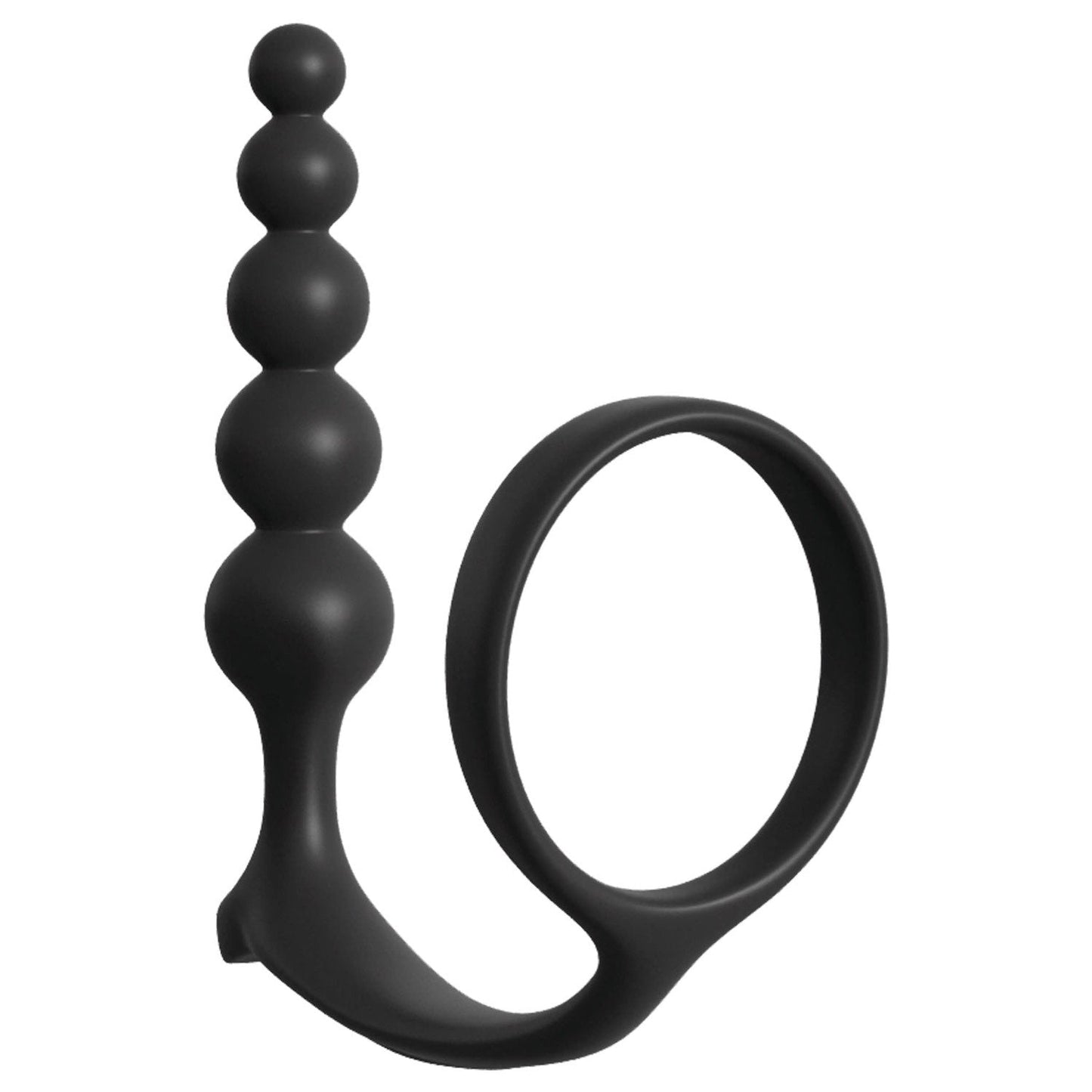 Ass-Gasm Cockring Anal Beads - Black Cock Ring with Anal Plug