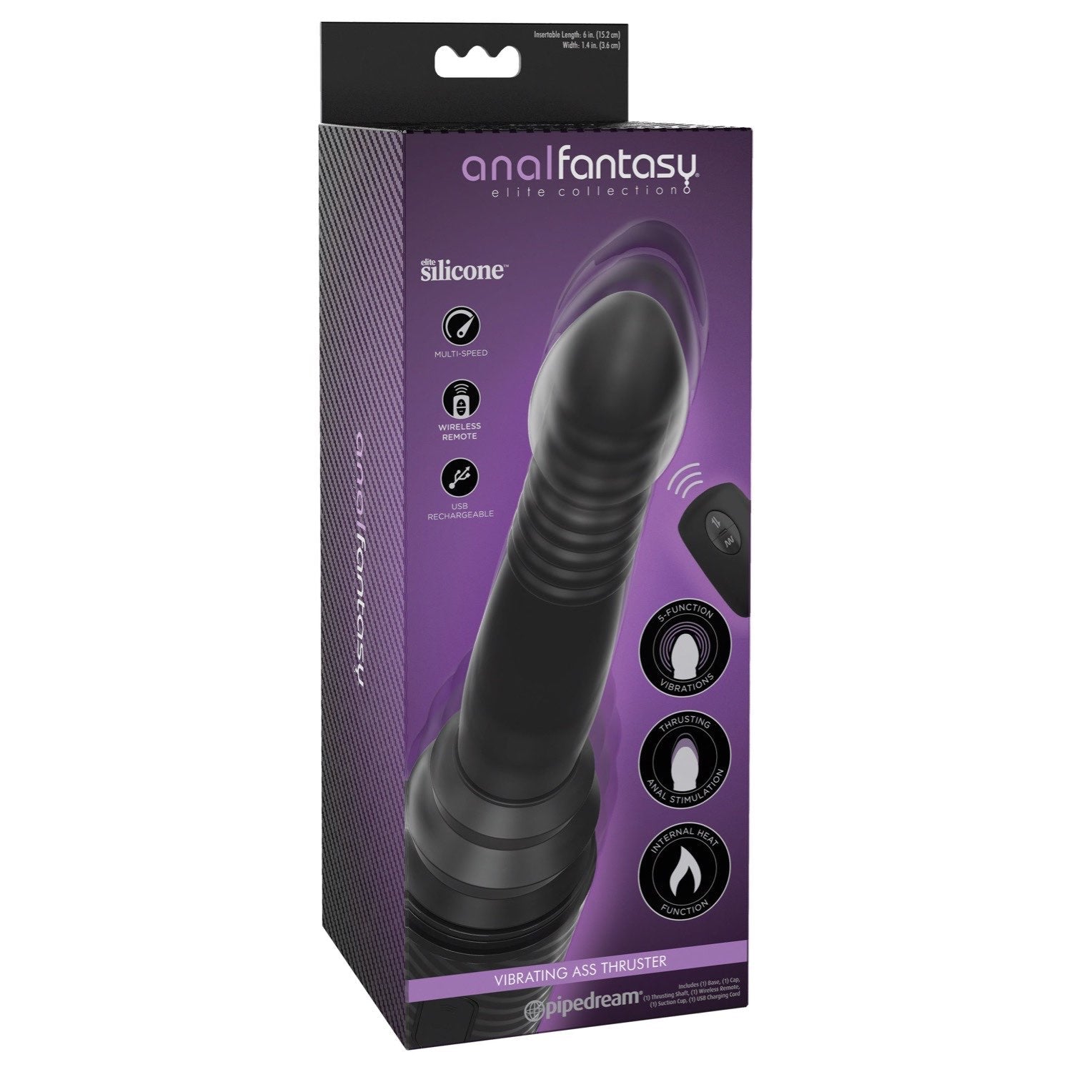 Anal Fantasy Elite Collection Vibrating Ass Thruster - Black USB Rechargeable Vibrating &amp; Thrusting Anal Vibrator by Pipedream