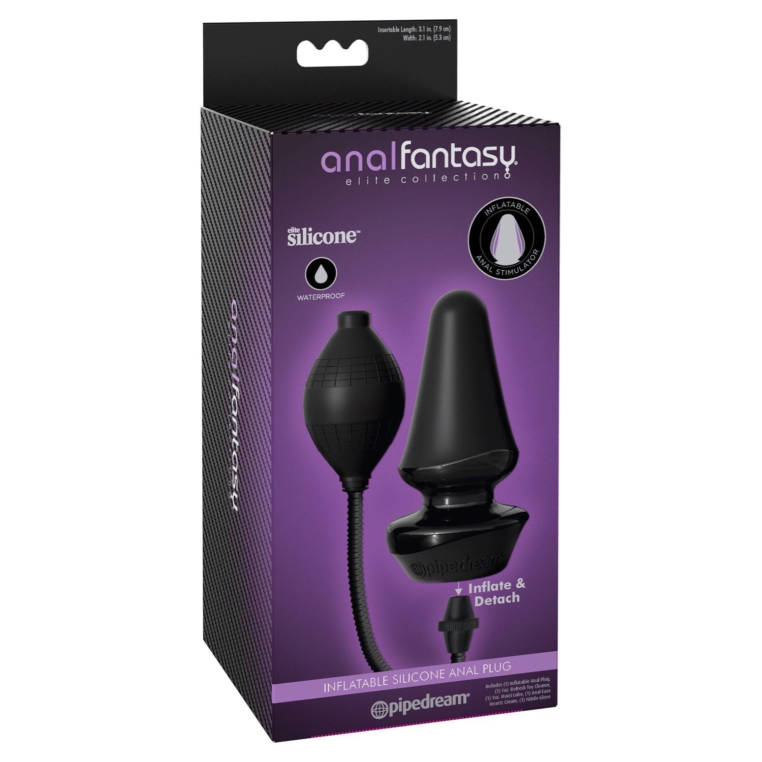 Anal Fantasy Elite Collection Inflatable Silicone Butt Plug - Black 12.7 cm (5&quot;) Inflatable Butt Plug by Pipedream