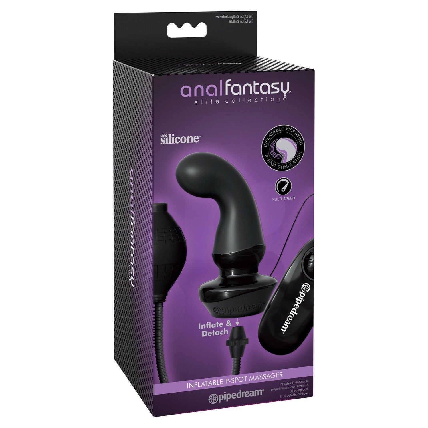 Anal Fantasy Elite Collection Inflatable P-Spot Massager - Black 12.4 cm (4.9&quot;) Inflatable Vibrating Prostate Massager by Pipedream