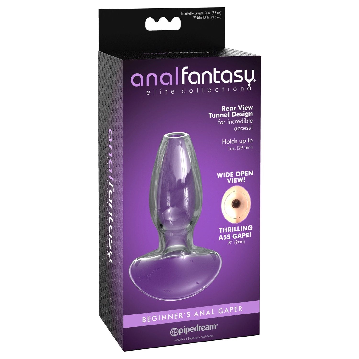 Anal Fantasy Elite Beginner&#39;s Anal Gaper - Clear Glass Hollow Butt Plug by Pipedream