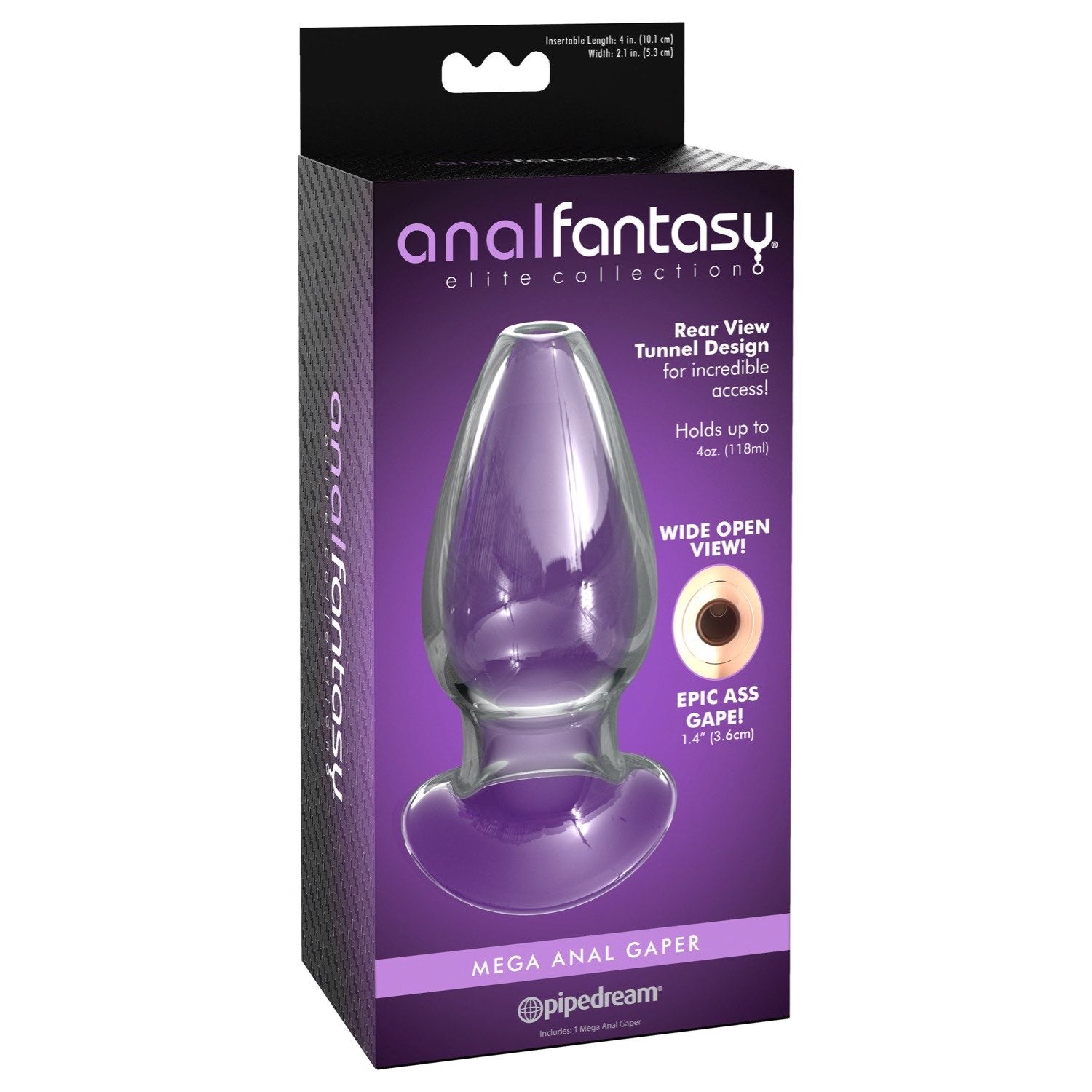 Anal Fantasy Elite Mega Anal Gaper - Clear Glass Hollow Butt Plug by Pipedream