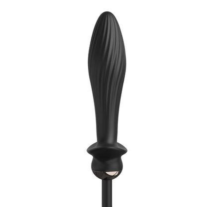 Auto Throb Inflatable Vibrating Plug - Black 13 cm USB Rechargeable Inflatating Butt Plug