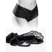 ["Boy Shorts"]HOOKUP Pleasure Pearl Boy Shorts - Black - S/L Size