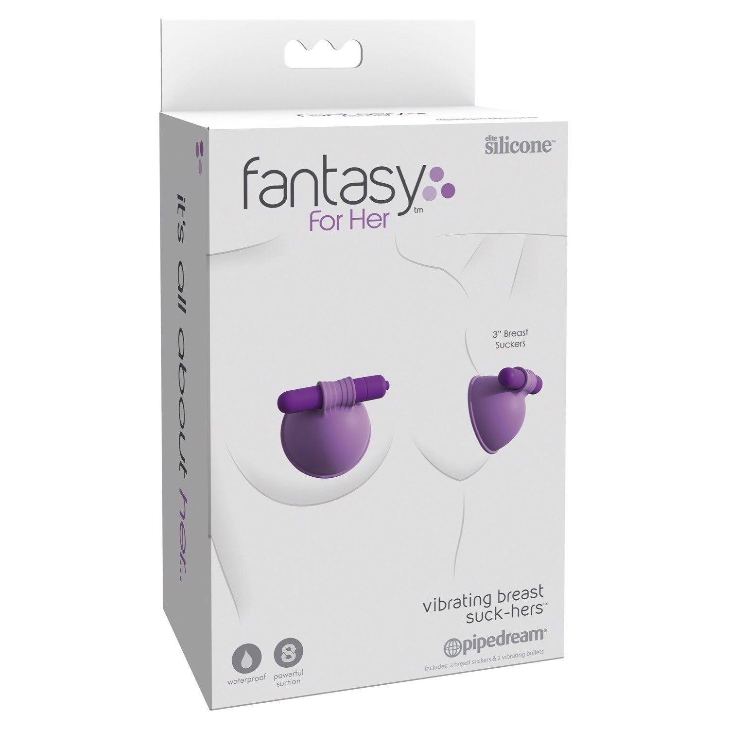 Fantasy For Her Vibrating Breast Suck-Hers - Purple 7 cm Vibrating Breast Suckers - Set of 2 by Pipedream