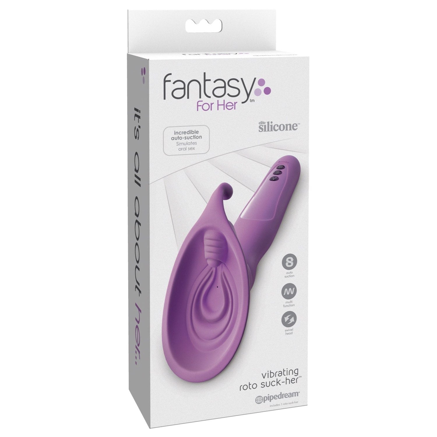 Fantasy For Her Vibrating Roto Suck-Her - Purple Vibrating &amp; Sucking Stimulator by Pipedream
