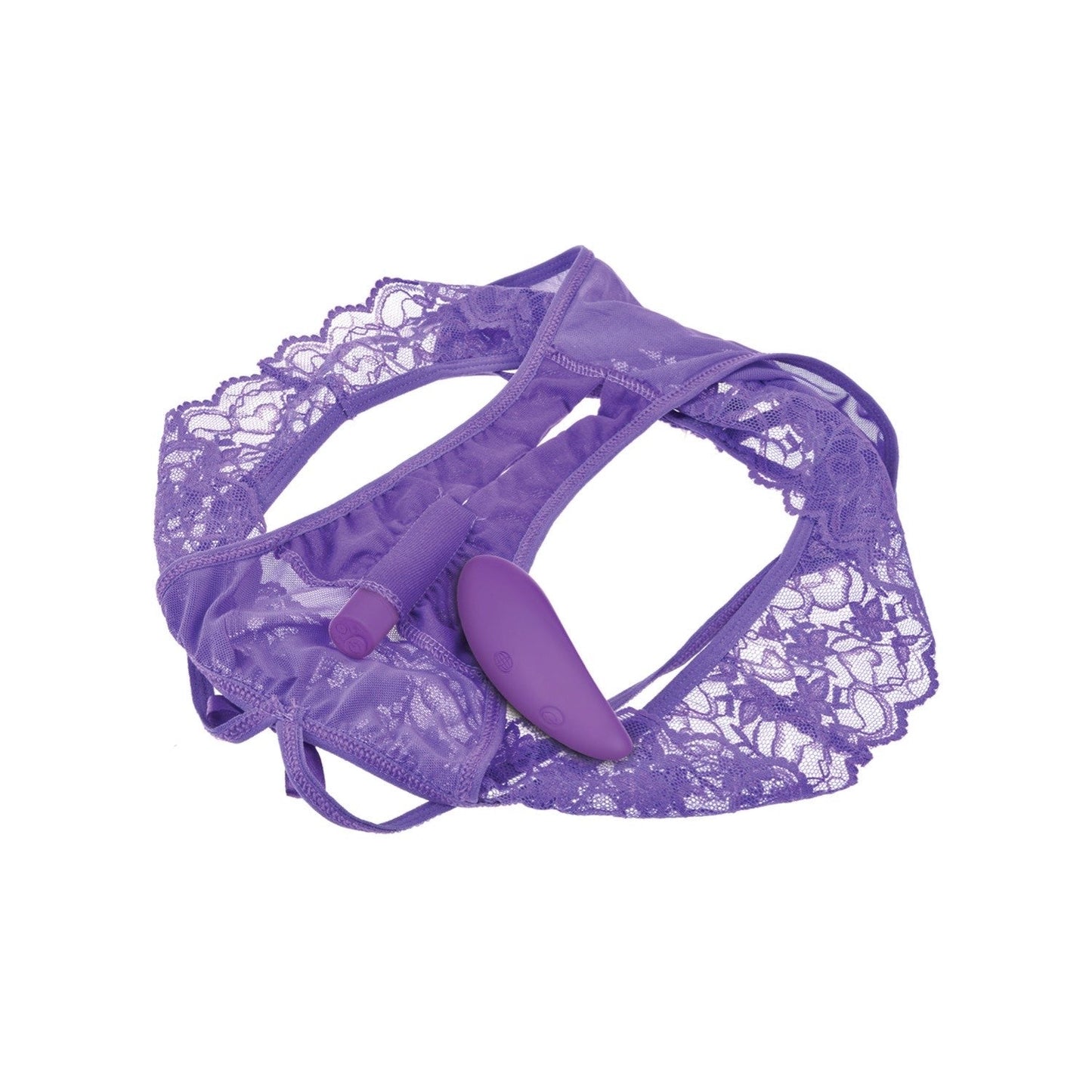 Crotchless Panty Thrill-Her - Purple Vibrating Panties with Wireless Remote
