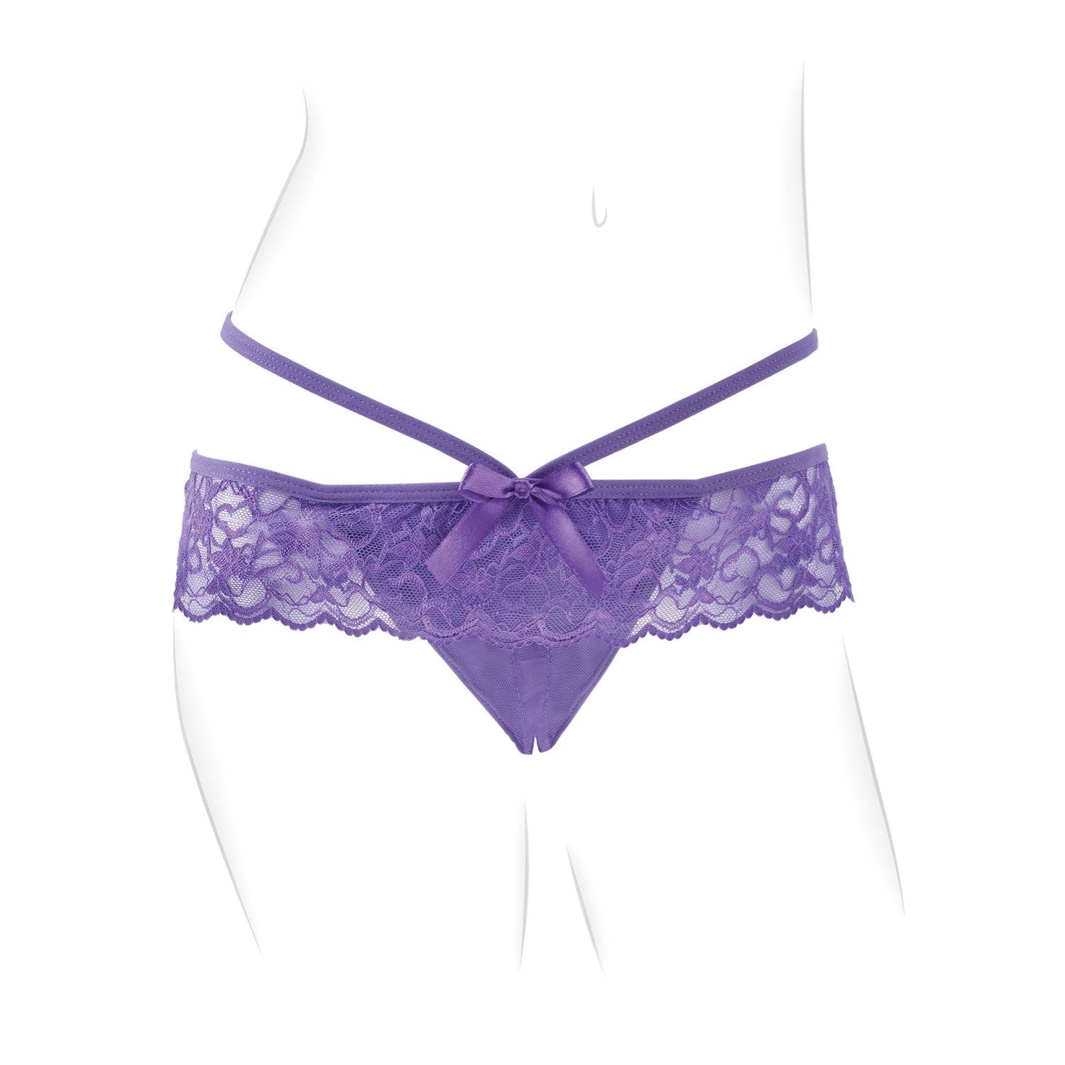 Fantasy For Her Crotchless Panty Thrill-Her - Purple Vibrating Panties with Wireless Remote by Pipedream