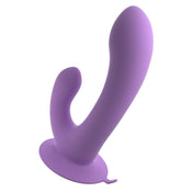 ["Massager","Rabbit"]Duo Pleasure Wallbang-Her - Purple 17.5 cm (7") USB Rechargable Rabbit Vibrator with Suction Base