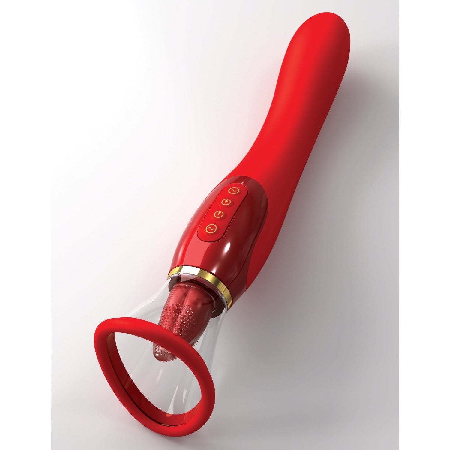 Fantasy For Her Ultimate Pleasure - Red/Gold USB Rechargeable Sucking &amp; Flicking Stimulator by Pipedream