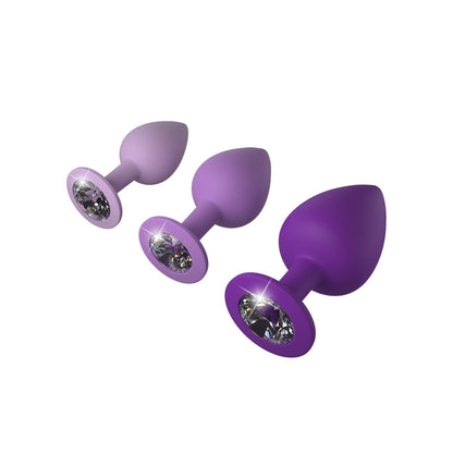 Little Gems 训练器套装 - 带宝石底座的紫色屁股塞 - 3 种尺寸套装