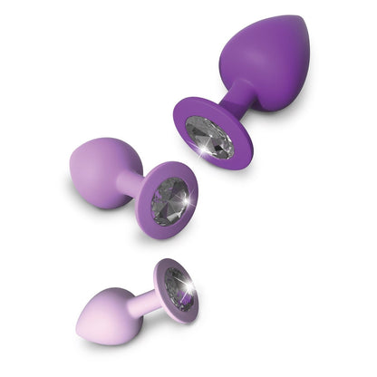 Little Gems 训练器套装 - 带宝石底座的紫色屁股塞 - 3 种尺寸套装