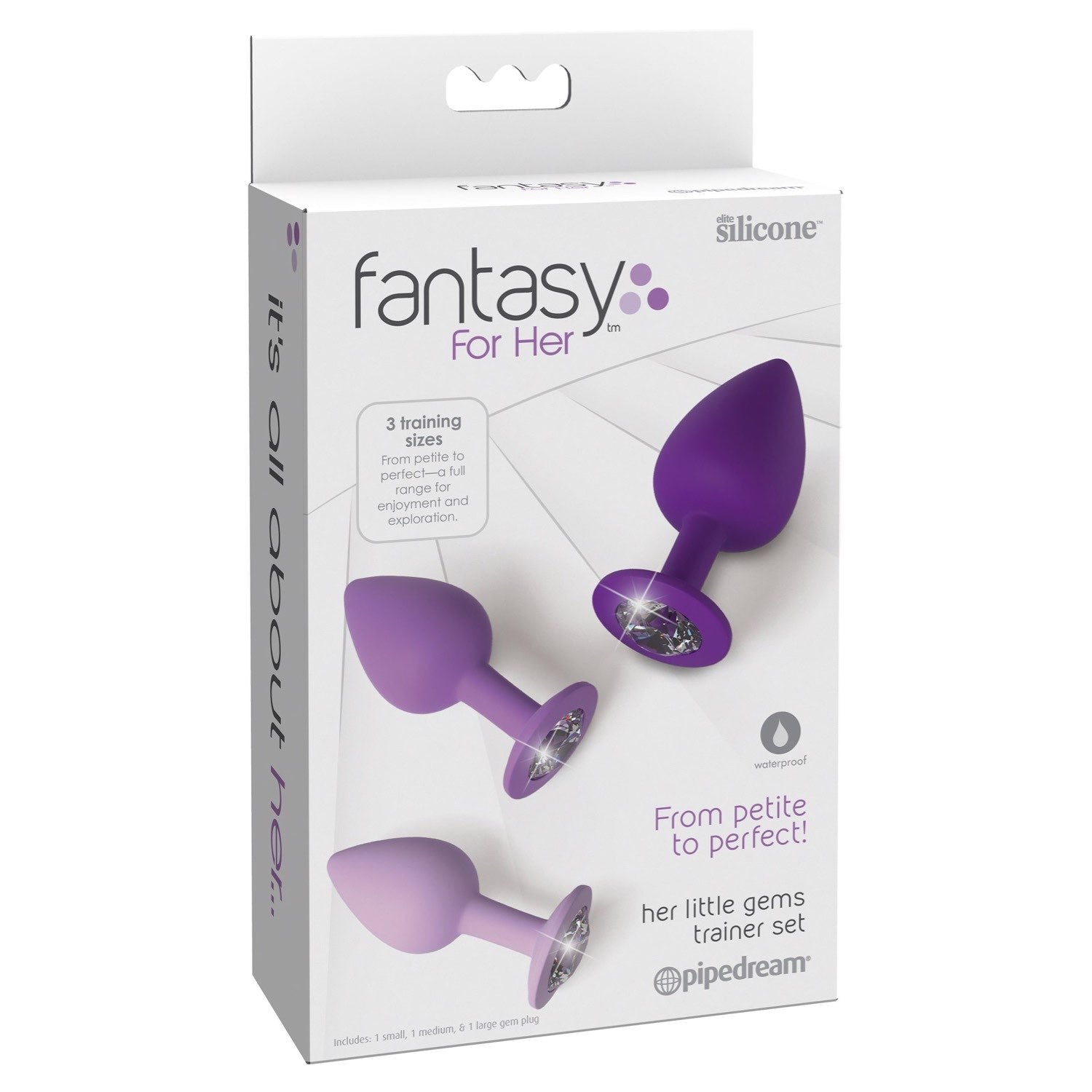 Fantasy For Her Little Gems Trainer Set - Purple Butt Plugs with Jewel Bases - Set of 3 Sizes by Pipedream