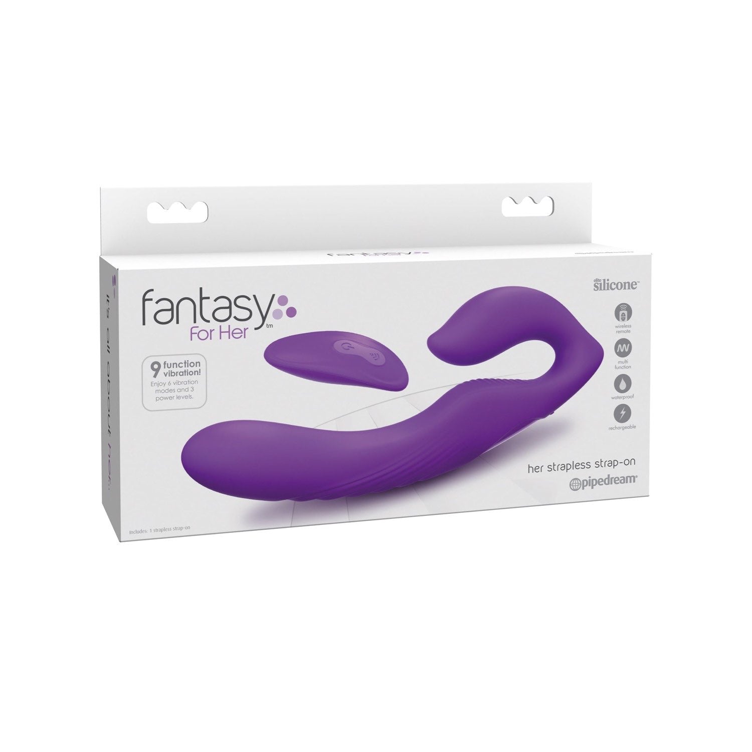 Fantasy For Her Ultimate Strapless Strap-On - Purple USB Rechargeable Strapless Strap-On with Wireless Remote by Pipedream