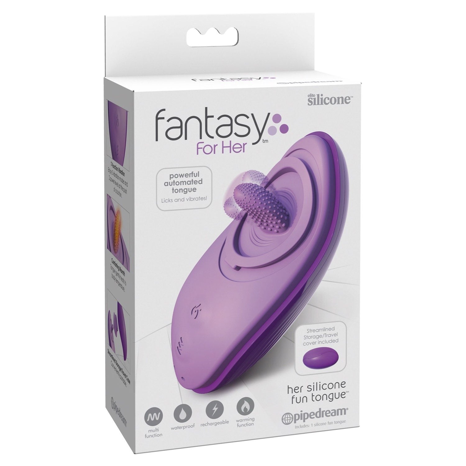 Fantasy For Her Silicone Fun Tongue - Purple USB Rechargeable Flicking Stimulator by Pipedream