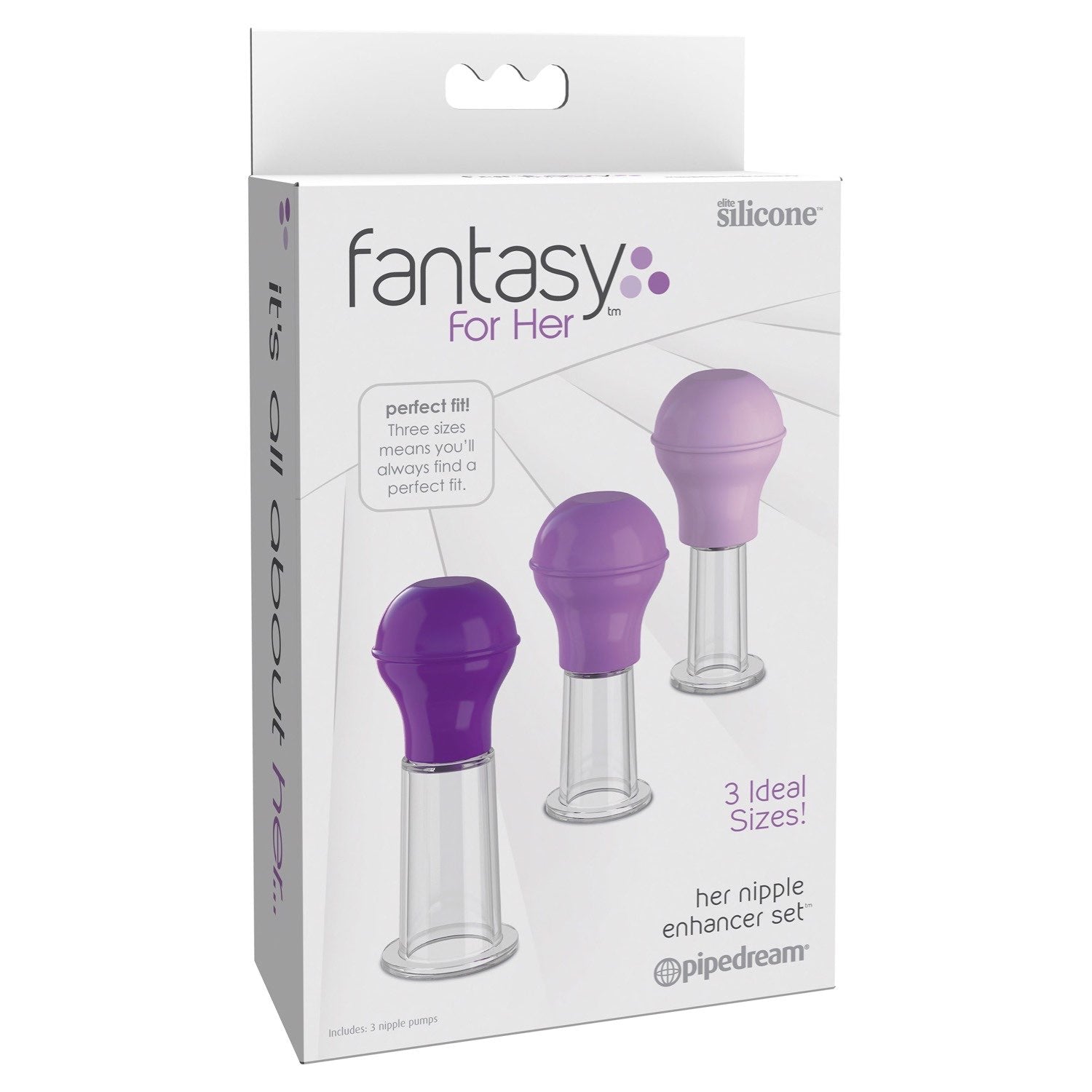 Fantasy For Her Nipple Enhancer Set - Nipple Pump Set - Set of 3 Sizes by Pipedream