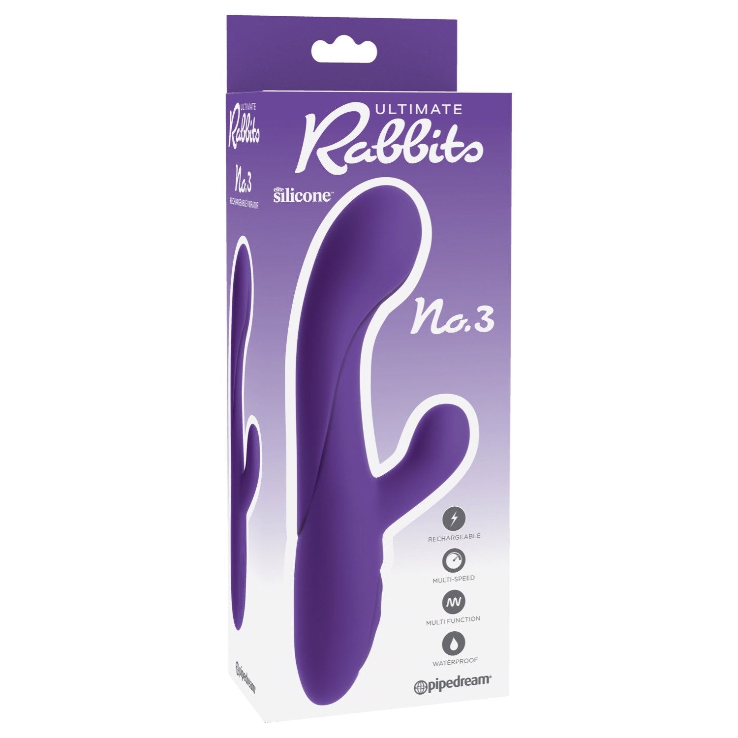  Ultimate Rabbits No 3 - Plum 22.4 cm (8.75&quot;) USB Rechargeable Rabbit Vibrator by Pipedream