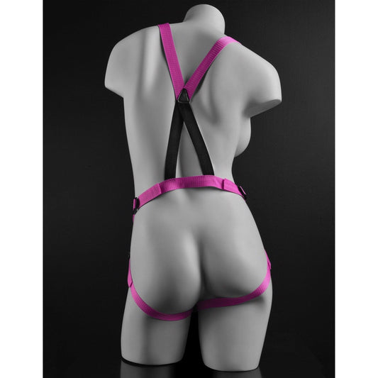 Pipedream Dillio 7&quot; Strap-On Suspender Harness Set - Pink 17.8 cm Strap-On with Suspender Harness