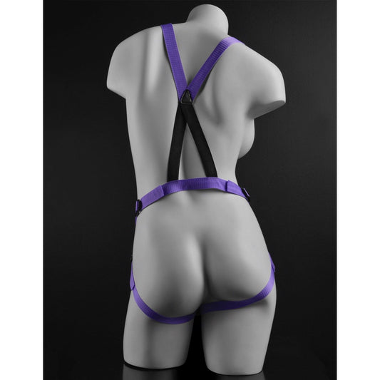 Pipedream Dillio 7&quot; Strap-On Suspender Harness Set - Purple 17.8 cm Strap-On with Suspender Harness