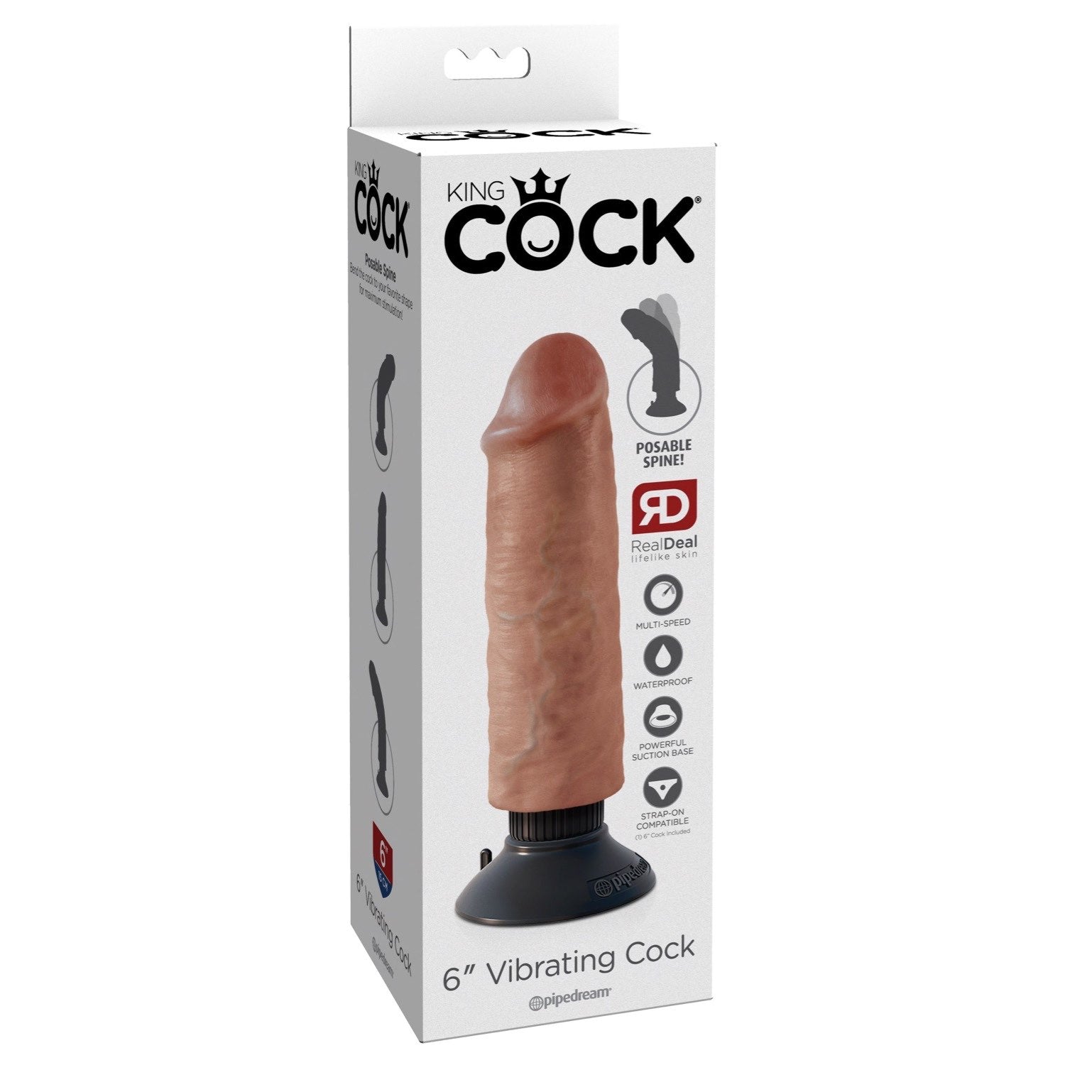 King Cock 6IN Vibrating Cock - Tan by Pipedream