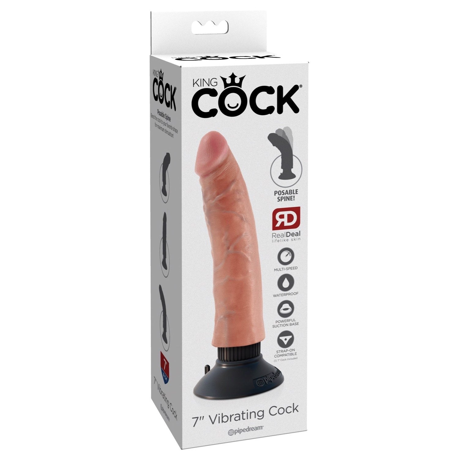 King Cock 7&quot; Vibrating Cock - Flesh 17.8 cm Vibrating Dong by Pipedream