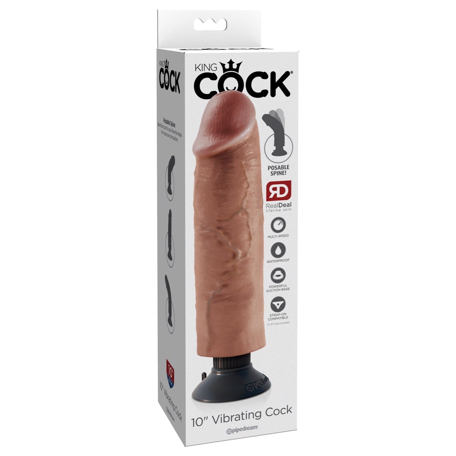 King Cock 10IN Vibrating Cock - Tan by Pipedream