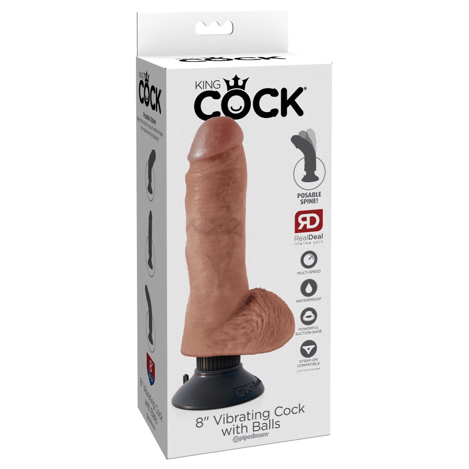 King Cock 8IN Vibrating Cock with Balls by Pipedream