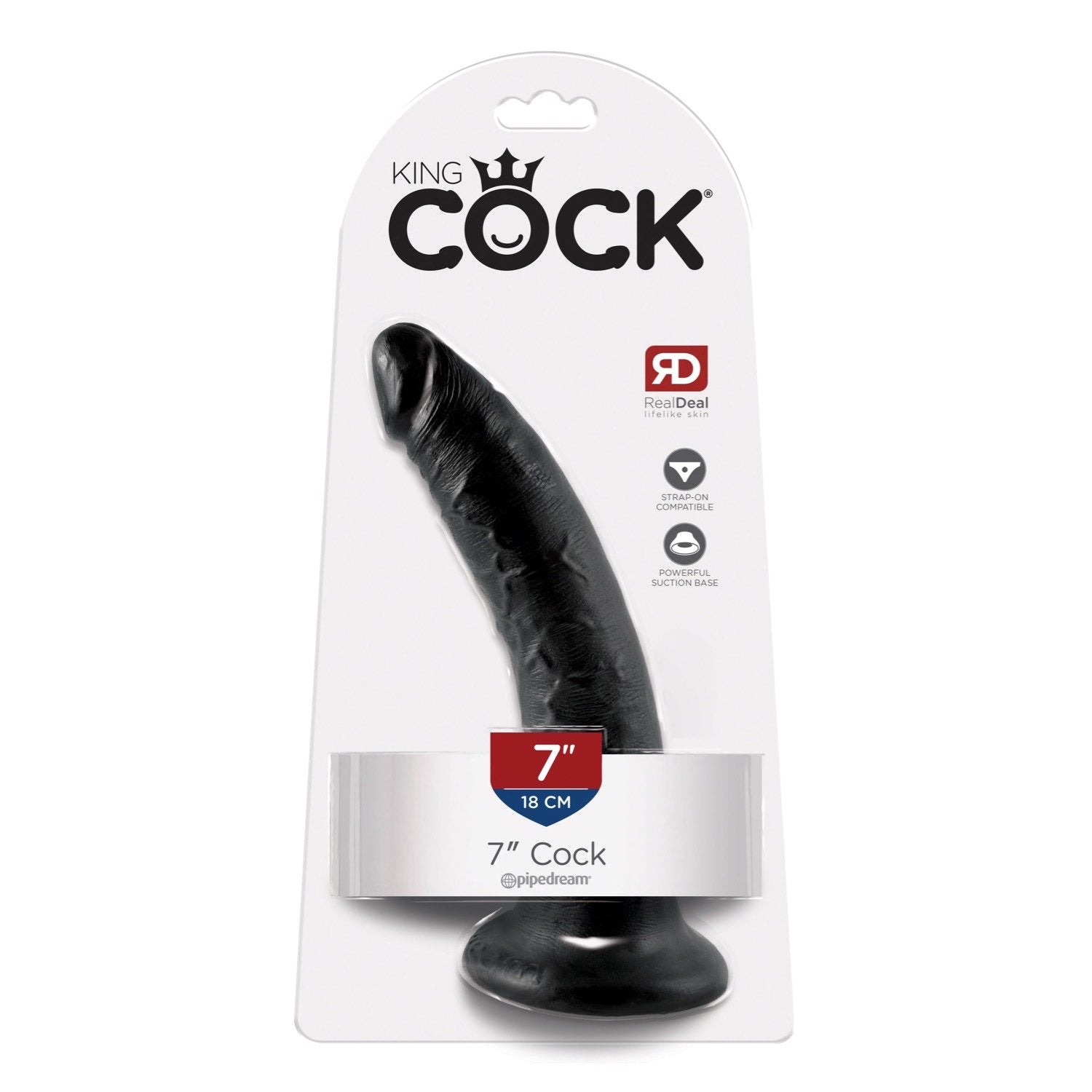 King Cock 7&quot; Cock - Black 17.8 cm (7&quot;) Dong by Pipedream