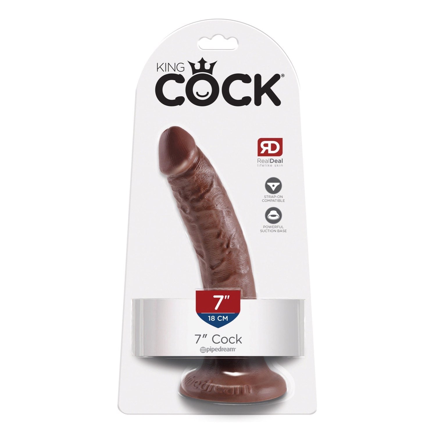 King Cock 7&quot; Cock - Brown 17.8 cm (7&quot;) Dong by Pipedream