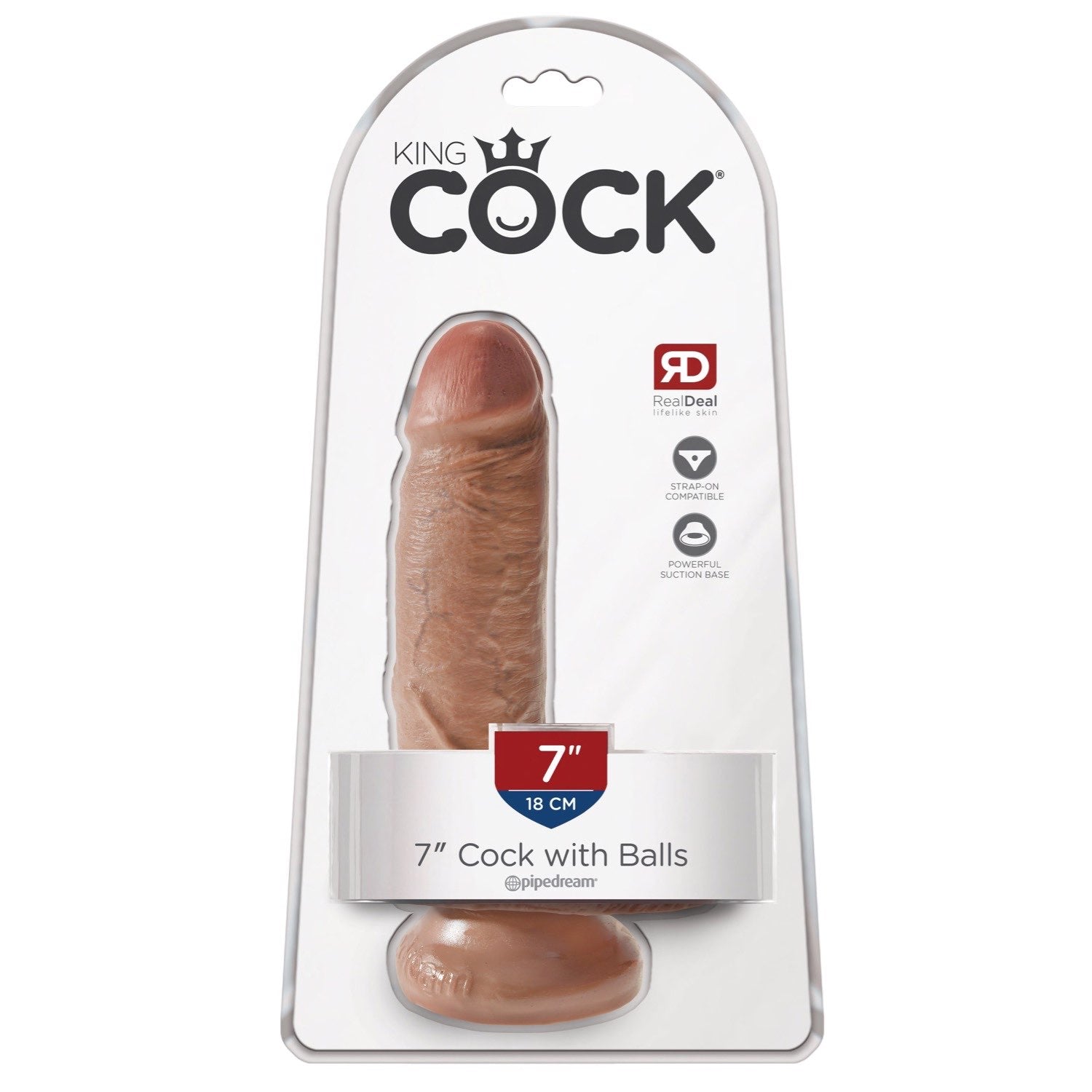 King Cock 7&quot; Cock With Balls - Tan 17.8 cm (7&quot;) Dong by Pipedream