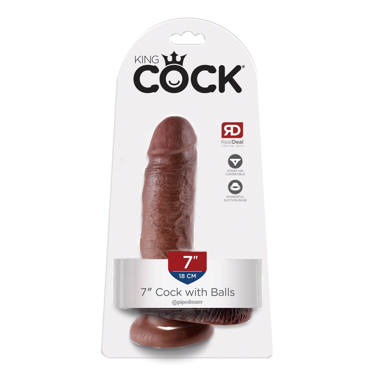 King Cock 7&quot; Cock With Balls - Brown 17.8 cm (7&quot;) Dong by Pipedream