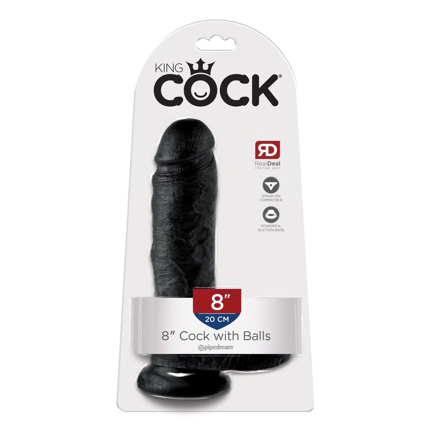 King Cock 8&quot; Cock With Balls - Black 20.3 cm (8&quot;) Dong by Pipedream